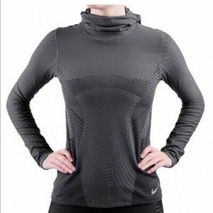 Nike element running jacket sweater with hood ribbed thumb holes slim fit
